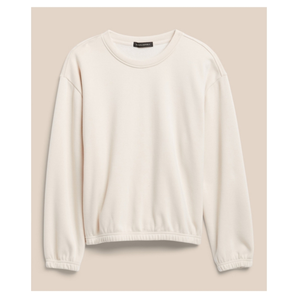 Banana Republic Cozy Velour Lined Bubble Sleeve Sweater/ Creme White - Picture 4 of 4